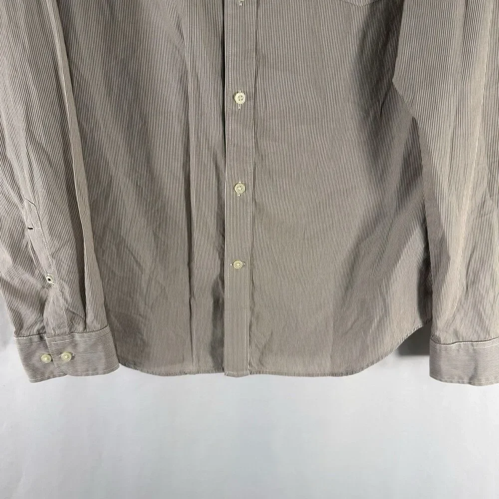 Banana Republic Soft Wash Tailored Slim Fit Shirt Men's Large White Grey Striped